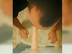 A Young Guy Fucks Himself Hard In The Throat And Ass With A Dildo