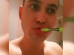 A Young Guy Fucks Himself Hard In The Throat And Ass With A Dildo