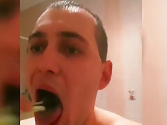 A Young Guy Fucks Himself Hard In The Throat And Ass With A Dildo