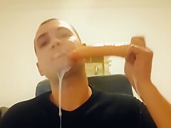 A Young Guy Fucks Himself Hard In The Throat And Ass With A Dildo