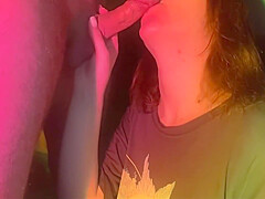 A Young student 18+ Coolly Sucks A Dick To A Neighbor And Gets Cum On Her Face