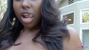 After Taking The Bbc Deep Into Her Pussy The Cute Ebony Enjoys An Ass Cumshot