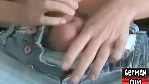 Amateur German gay wanks hard cock till load in closeup