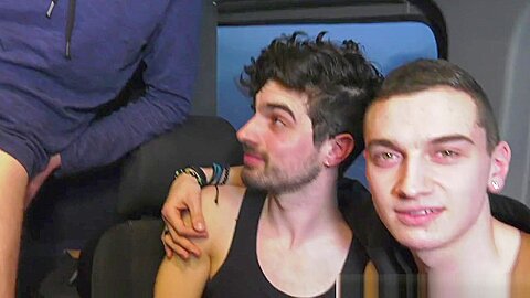 Amazign gang bang in bus oin the road in Paris 2 - InterracialBarebackSex