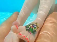 Amazing Footjob Underwater