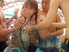 Amazing Japanese slut in Crazy Fingering, Gangbang JAV movie