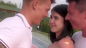Amazing pornstar Lady D in incredible threesome, outdoor sex clip