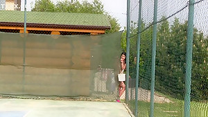Amazing pornstar Lady D in incredible threesome, outdoor sex clip
