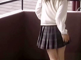 Asian rubs pussy and pees