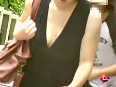 Asian babe in a gorgeous summer dress street sharked