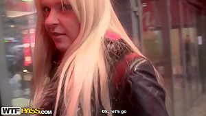 Attractive blonde Amy gets filmed in close up