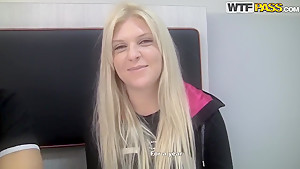 Attractive blonde Amy gets filmed in close up
