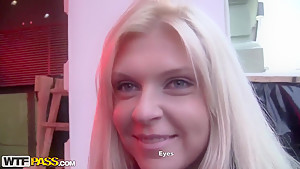 Attractive blonde Amy gets filmed in close up