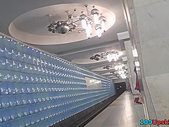Auburn girl with bubble ass wears thong in upskirt vid