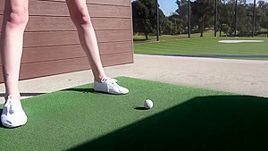 (BANG) NADYA NABAKOVA PUTS HER PUSSY ON DISPLAY AT THE GOLF COURSE