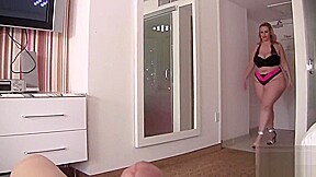 BBW Handjob with long pink nails