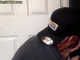 BJ gaydaddy amateur sucks and wanks cock through gloryhole