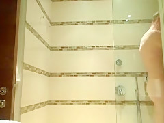 Bathroom with hard on