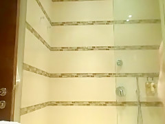 Bathroom with hard on