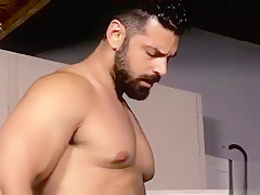 Bear with big dick barebacks with Roman