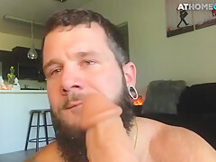 Bearded Tattoo Jock Toying Butt And Jerking For Cumshot