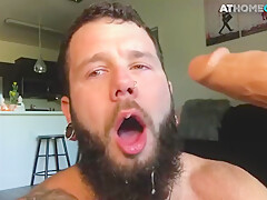 Bearded Tattoo Jock Toying Butt And Jerking For Cumshot