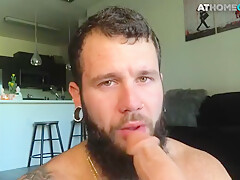 Bearded Tattoo Jock Toying Butt And Jerking For Cumshot