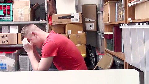 Bearded security officer pounding young thiefs tight ass