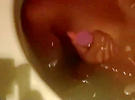 Beautiful Chocolate Chick Masturbating In The Tub And Cummed On Boobs