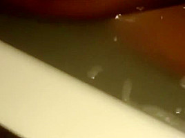 Beautiful Chocolate Chick Masturbating In The Tub And Cummed On Boobs