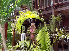 Beautiful and COCKY Blonde masturbating in the pool