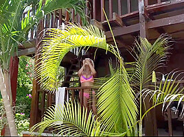 Beautiful and COCKY Blonde masturbating in the pool