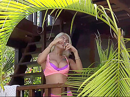Beautiful and COCKY Blonde masturbating in the pool