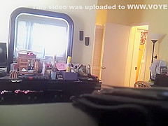 Bedroom concealed camera catches milf