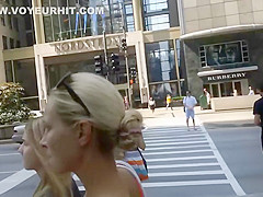 Big boobs bounce while she walks