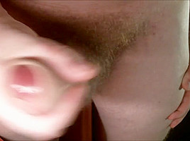 Big fat hairy cock close up cumshot