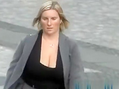 Big tits bouncing on the street