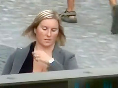 Big tits bouncing on the street
