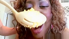 Black bbw gets hot with food