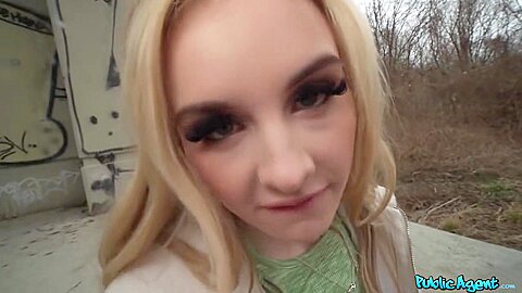 Blond Hair Girl Brit Banged In Public For Money