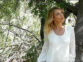 Blond Innocent teen 18+ Model Masturbate In Forest - SoloAustria