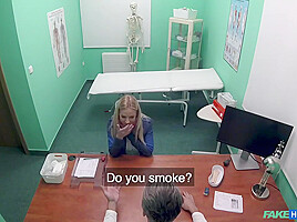 Blonde Babe With Blue Eyes, Nathaly Cherie Is Having Casual Sex With Her Doctor, In His Huge Office