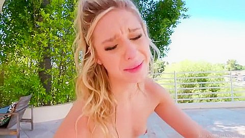 Blonde Cheerleader Gets A Deep Hard Fuck By The Poolside