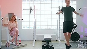 Blonde Ts Sucks Cock At The Gym With Nikki Vicious And Sebastian Keys