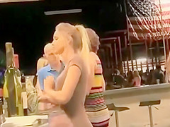 Blonde in public and at home
