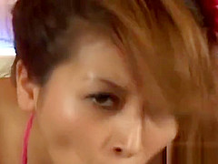Bodacious Asian fox slurps his cock in a pov