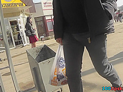 Breathtaking upskirt shot of skinny ass gal in thong