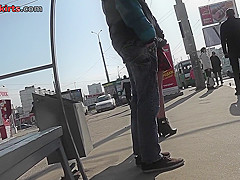 Breathtaking upskirt shot of skinny ass gal in thong