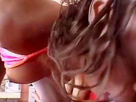 Bubbly Ebony Hotties Making Love On The Couch