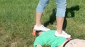 Buffy trampling grass
